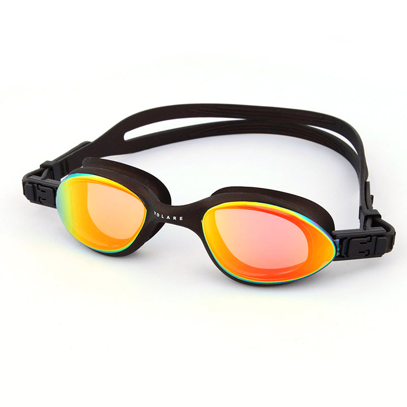 Volare Noosa Swim Goggles Black Gold Mirror Lens