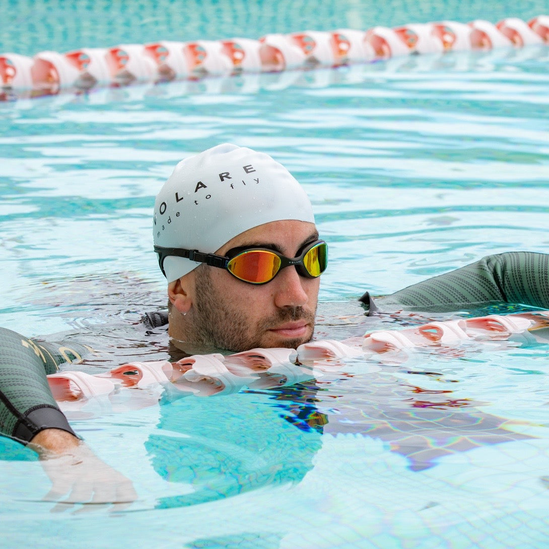 Volare Noosa Swim Goggles Black Gold Mirror Lens Volare Sports