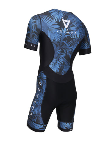 Volare Mens BLK Palms Sleeved Aero Tri Suit
