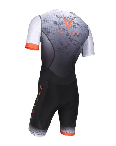 Volare Mens Camo Orange Sleeved Aero Tri Suit
